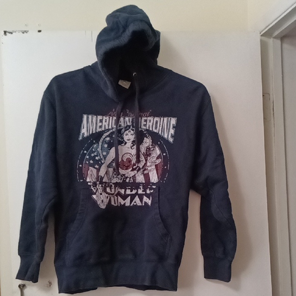 D.C. Wonder Woman Navy Blue Pullover Hoodie - American Heroine Graphic